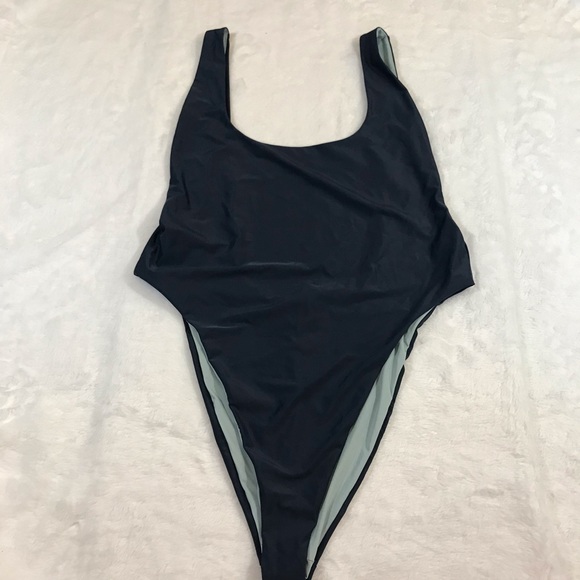 NWOT AERIE super scoop one piece swim navy reverse - Picture 4 of 8